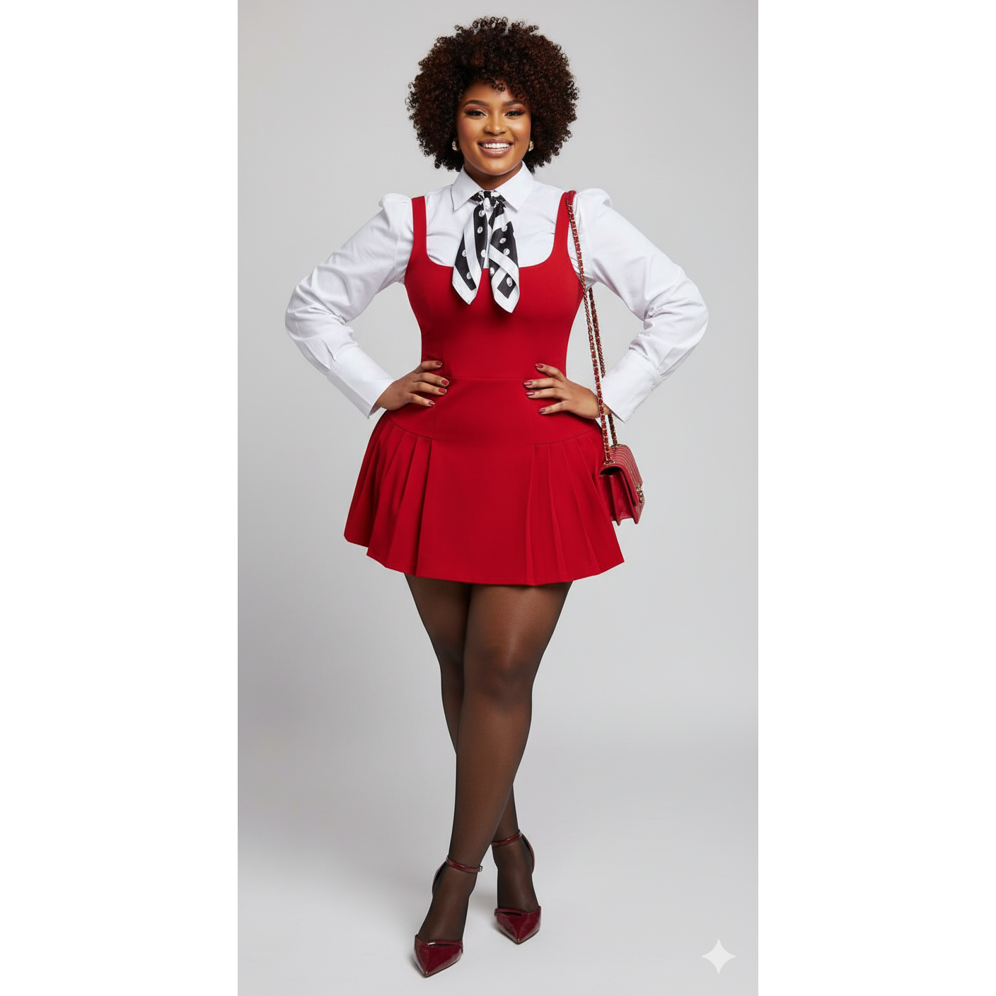 Elegant Long Sleeve Down-Collar  A-Line Strap Mini Dress