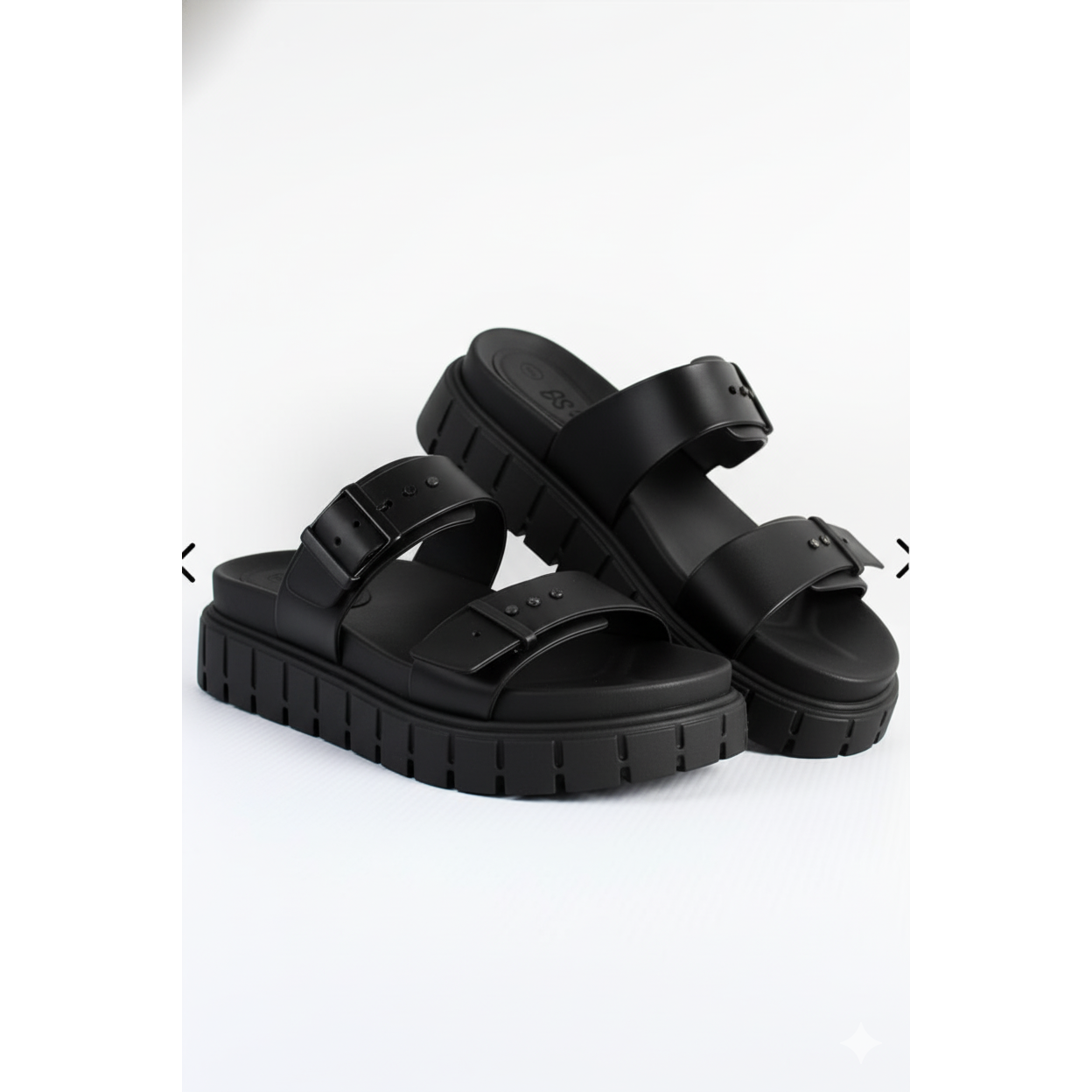 Double Strap Chunky Platform Slide Sandals