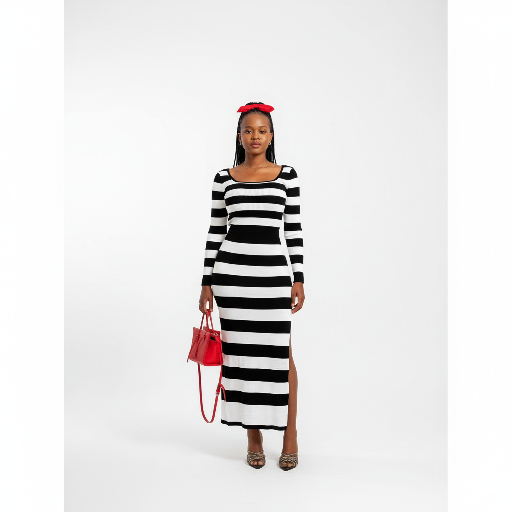 Stripe Crop Top and Skirt Set