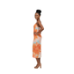 Orange Floral Mesh Midi Dress