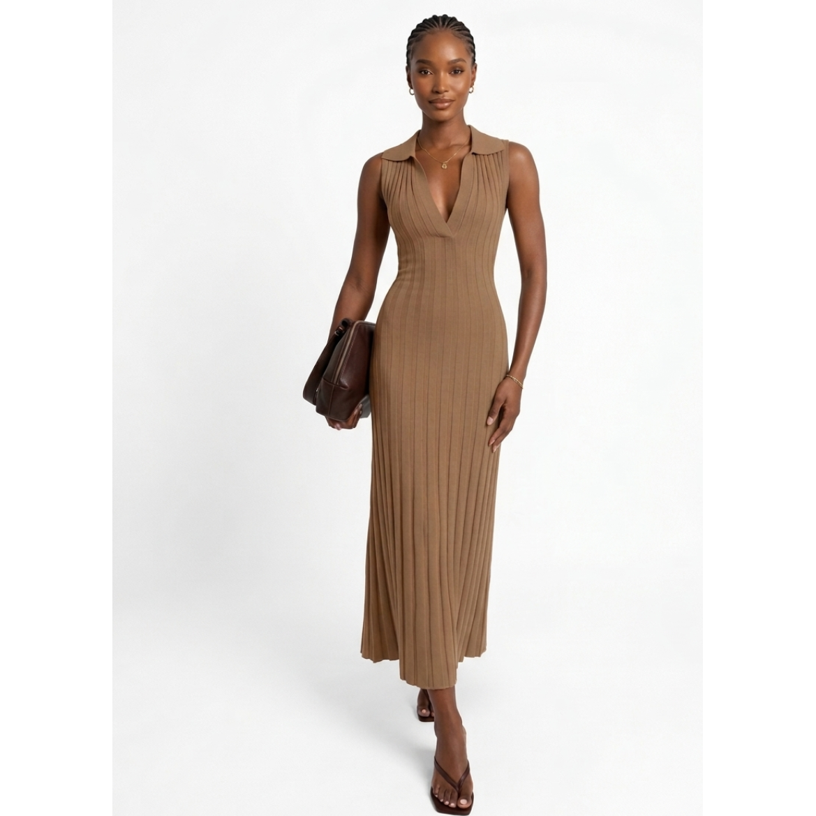 Sleeveless Ribbed Knit Maxi Dress