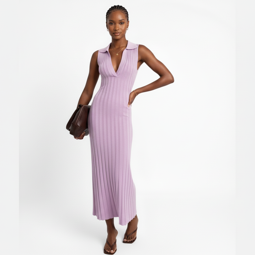 Sleeveless Ribbed Knit Maxi Dress
