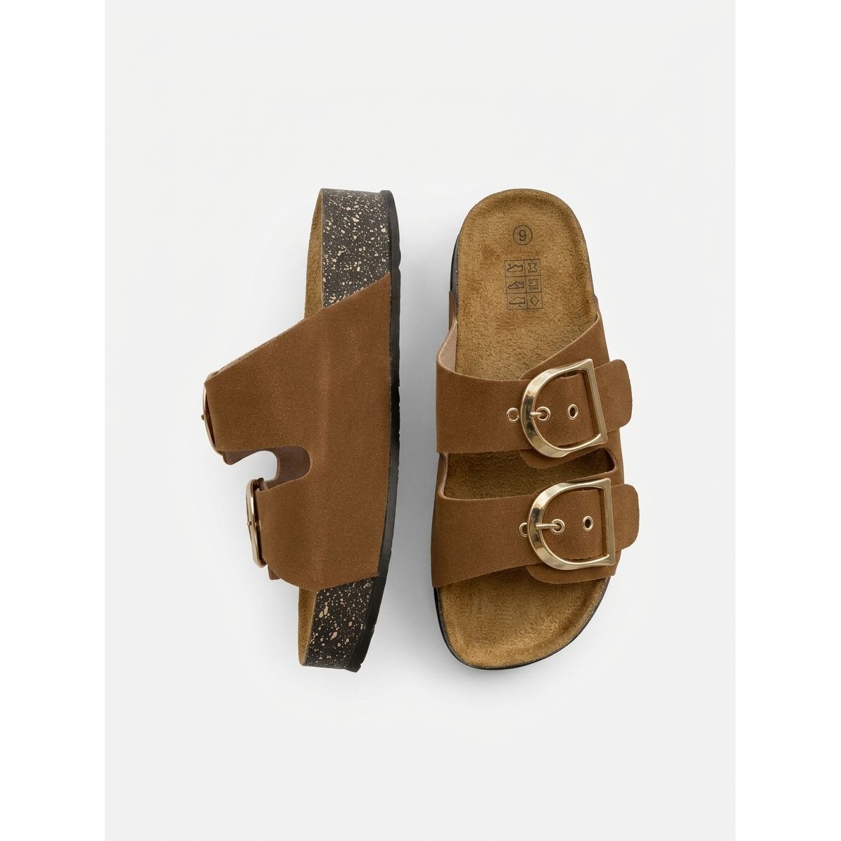 Women's Double Buckle Footbed Slide Sandals