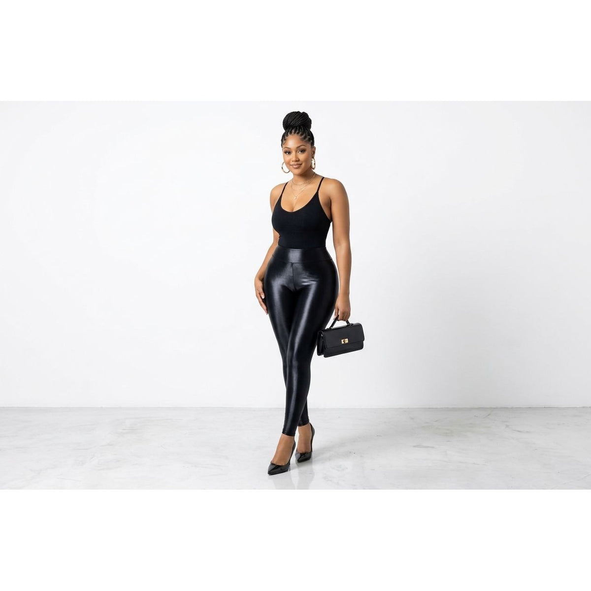 Women's High-Waisted Glossy Finish Tights