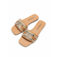 Pedrino Rhinestone Buckle Square Slides