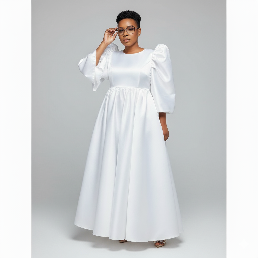 Satin wide open arm dress