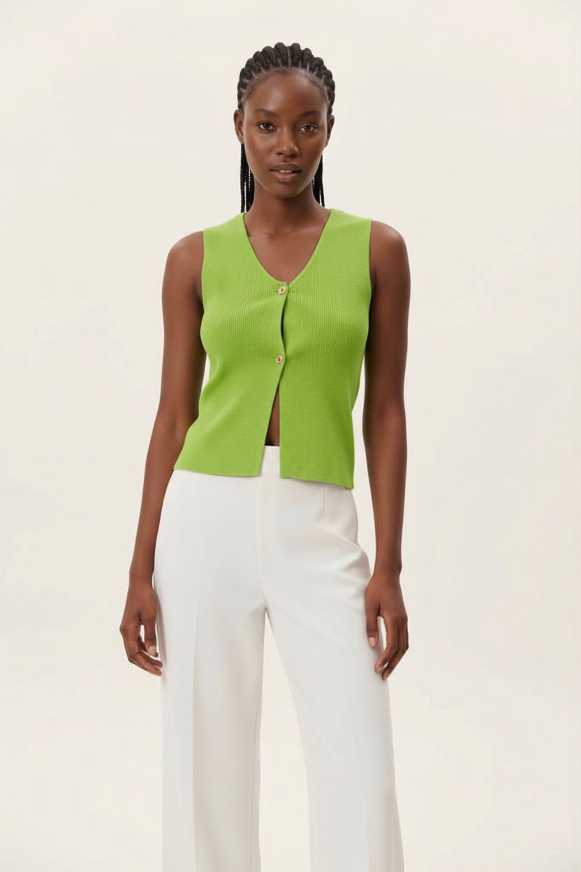 Button Panel Short Sleeve Waistcoat | Women's Fashion Top