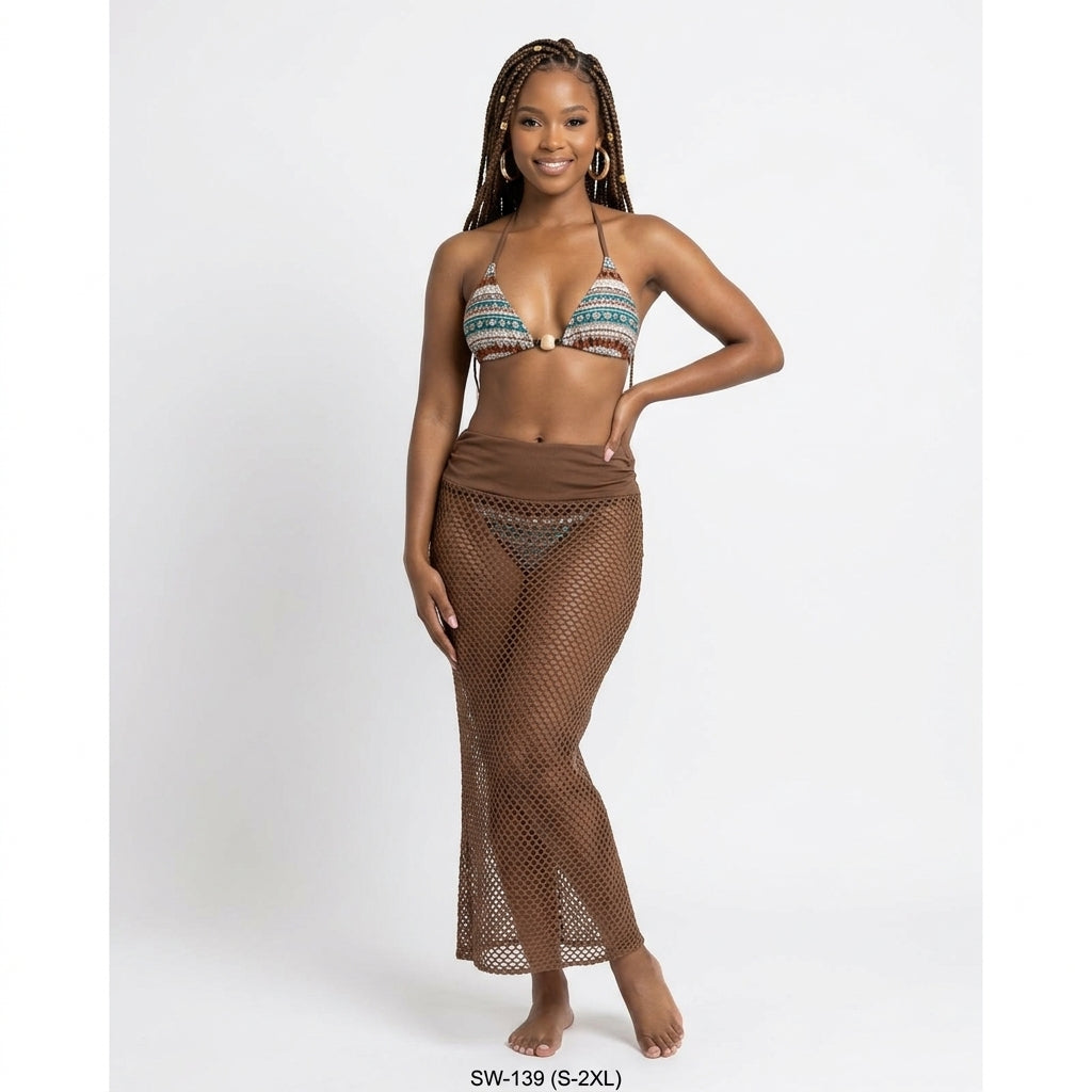 Women's Sheer Lace Maxi Beach Cover-Up Dress