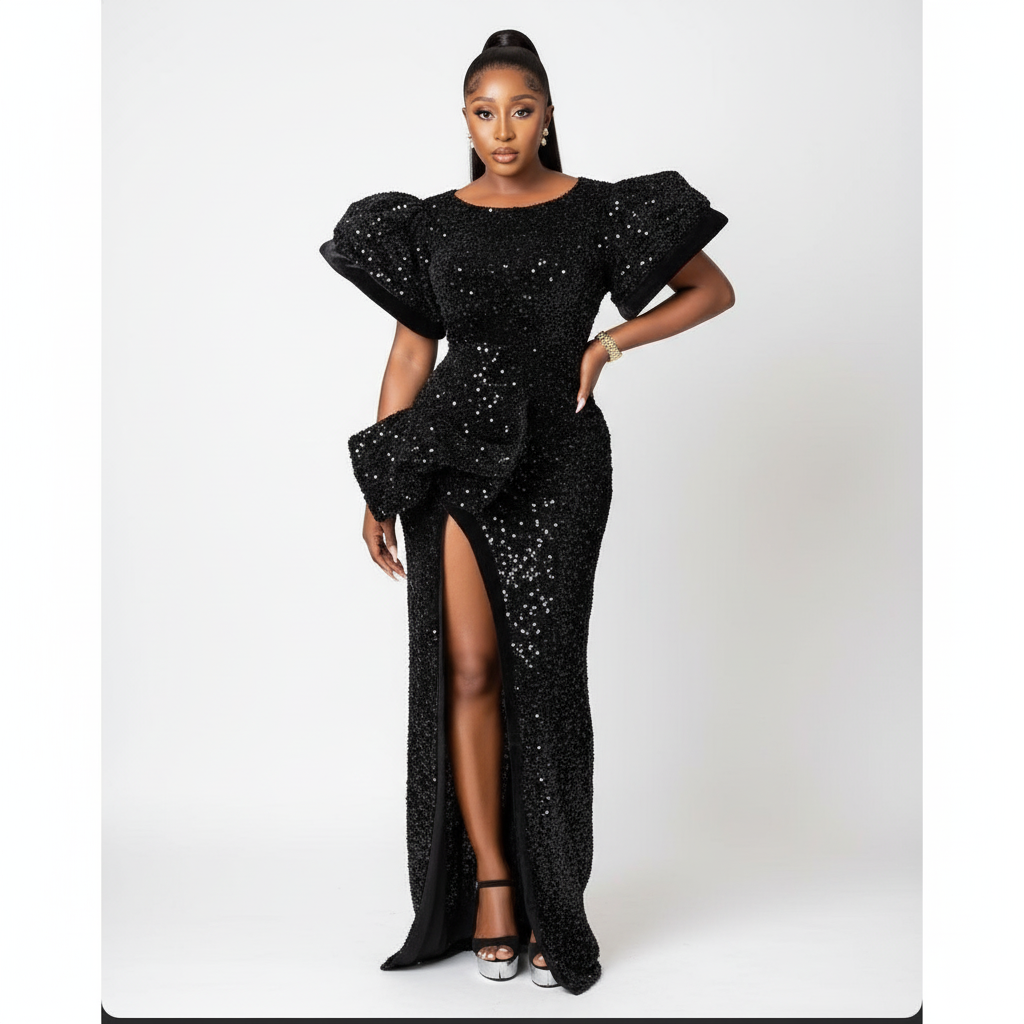 Slit glitter maxi dress