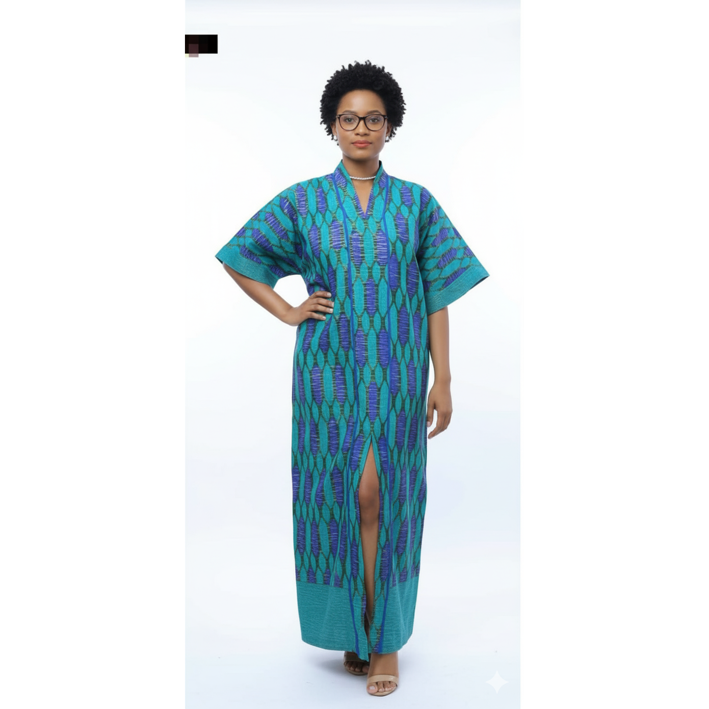 Free Size Printed Front-Slit Maxi Dress