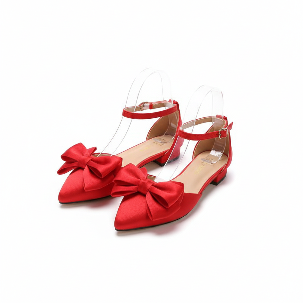 Bow Decor Chunky Heeled Ankle Strap Sandals