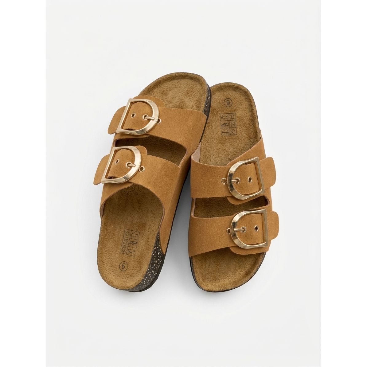 Women's Double Buckle Footbed Slide Sandals