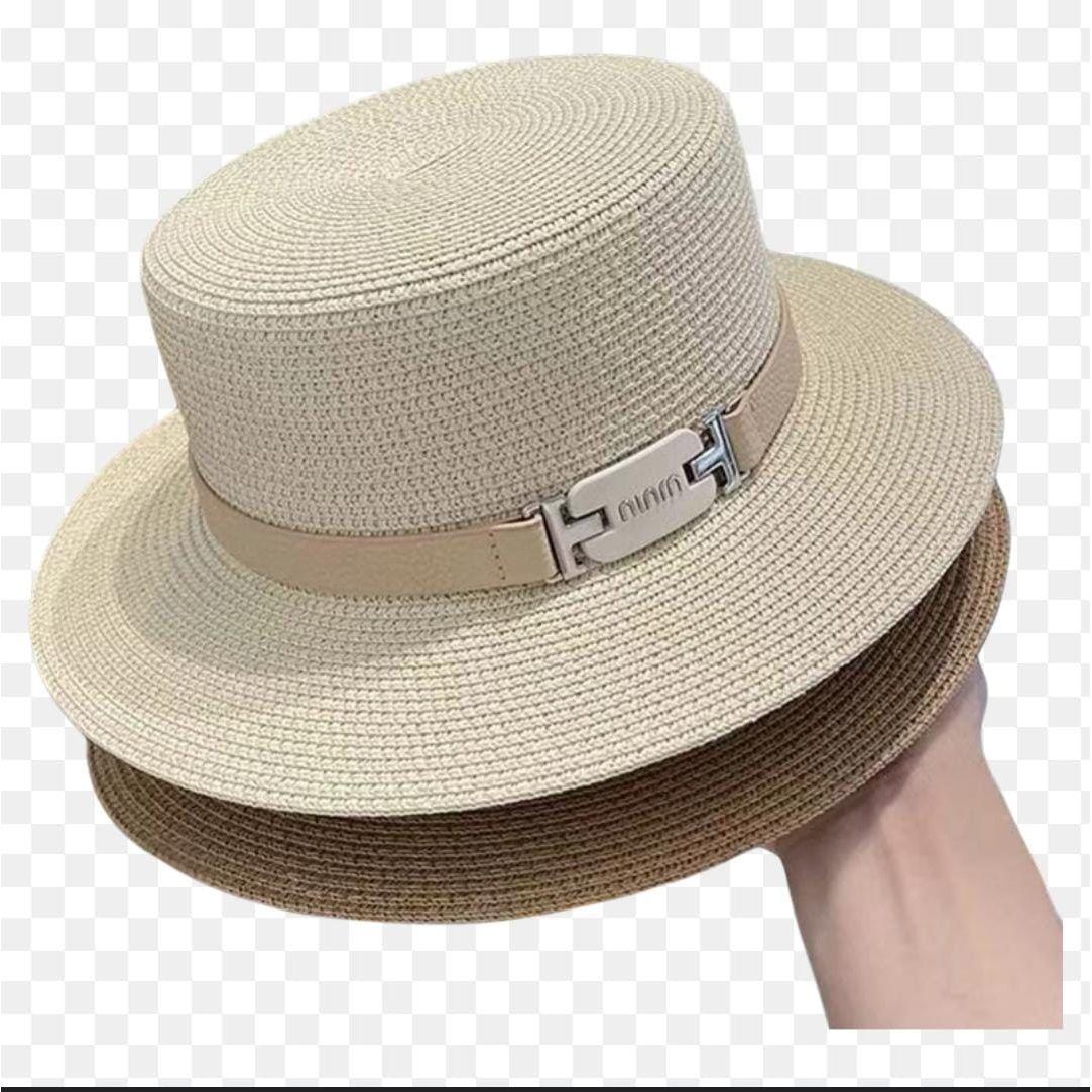 Belt Décor Sun Protection Straw Hat For Vacation.