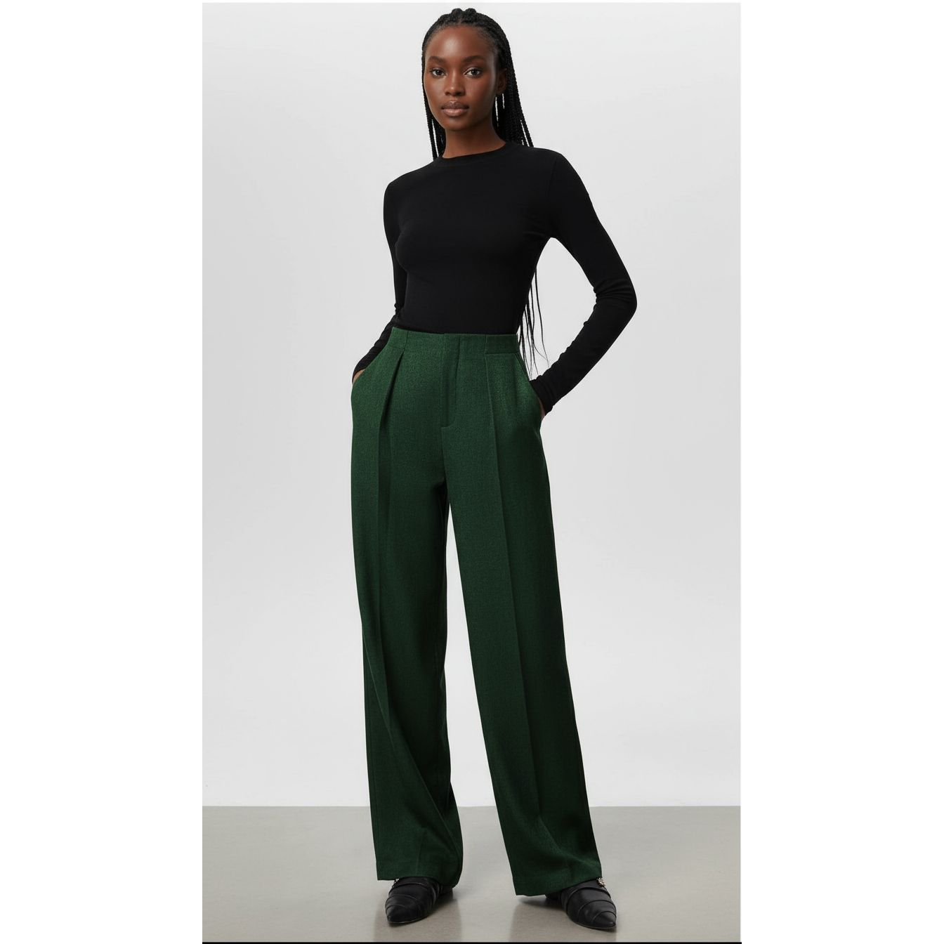 Wide-Leg Satin Trousers.