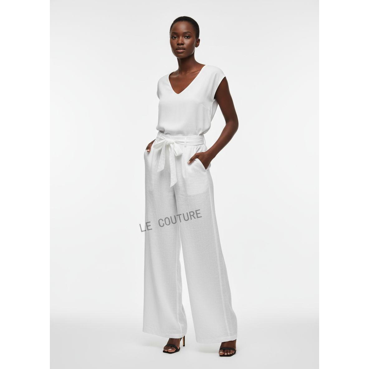 Elastic Waistband Pockets Leg Pants.