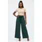 High Waist Plicated Detail Bow Front Wide Leg Pants
