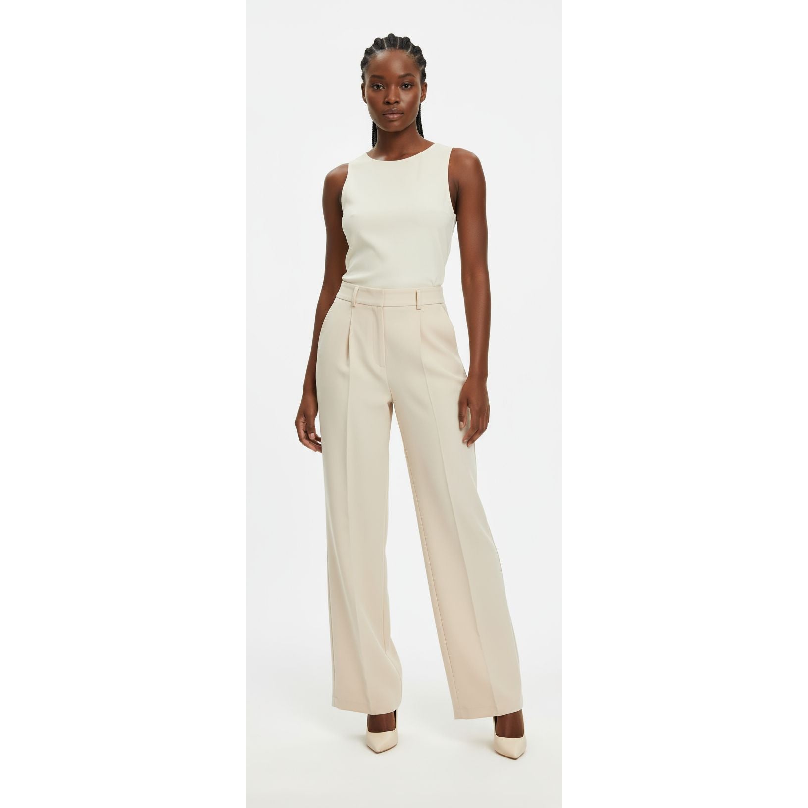 Solid Straight Leg Slant Pocket Pants.