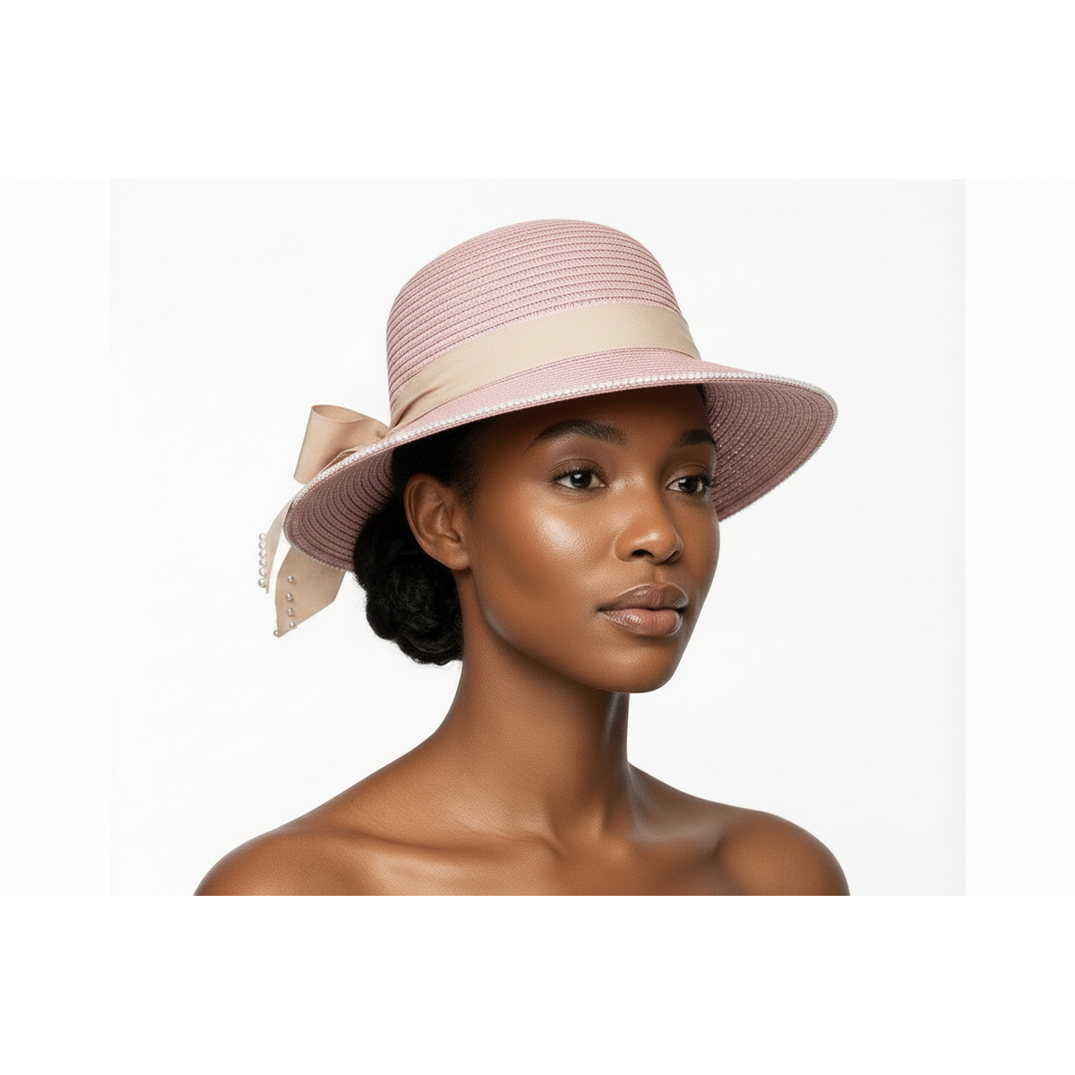 Summer Pearl Decor Ribbon Hat