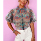 Floral Printed Buttoned Blouse Shirt.