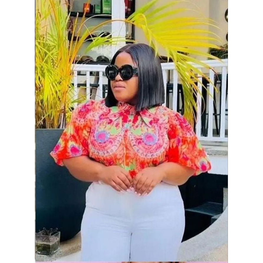 Floral Printed Buttoned Blouse Shirt.