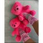 Furry Faux Fur Slides Teddy Bear Plush Slippers