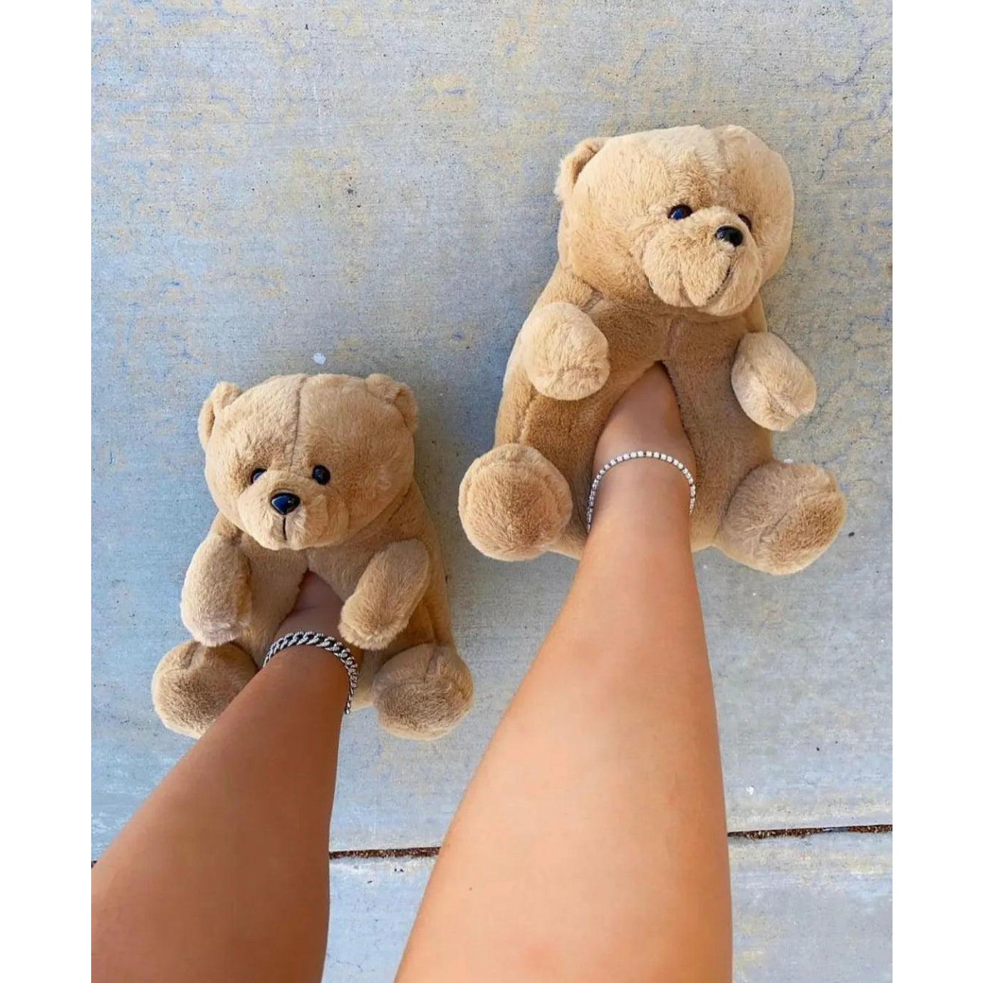 Furry Faux Fur Slides Teddy Bear Plush Slippers