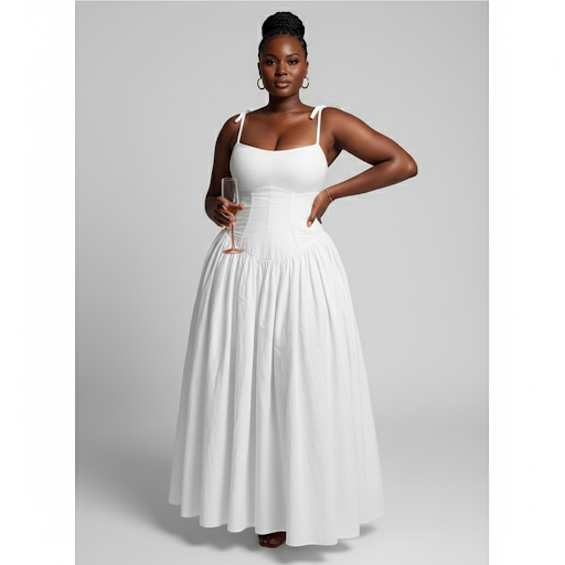 Plain Colour Ruched Cami Black Long Dress