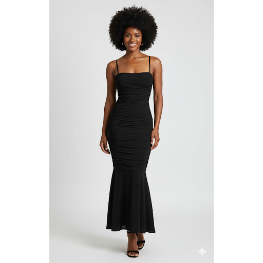 Bodycon Mermaid Ruched Sexy Square Neck Front Split Cocktail Party Gown Dress