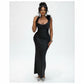 Shoulder Feathers Silky Dress
