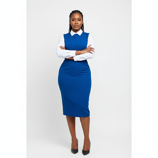 White Collar Shirt Attached Sexy Bodycon Formal Wear Dress