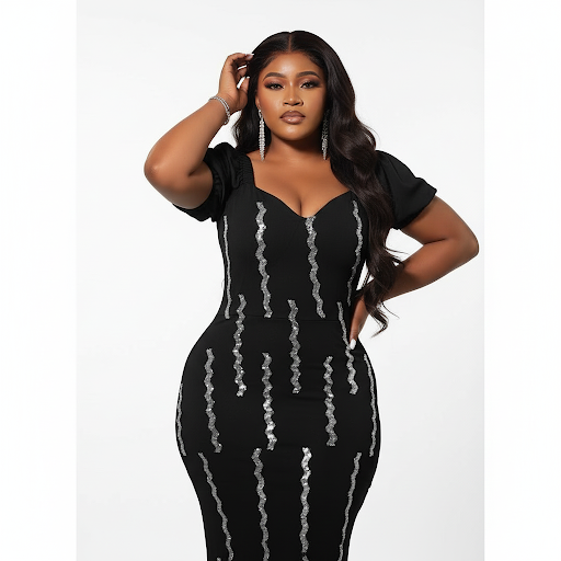 Plus Size Elegant High Elasticity Front And Waist Gather Pleated Dress