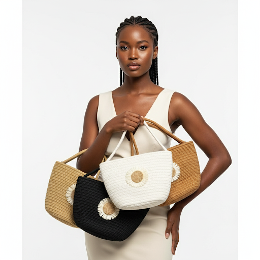 Bow Decor Straw Bag Vacation Double Handle