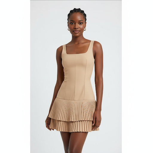 Plain Color Dream Girl Pleated Dress