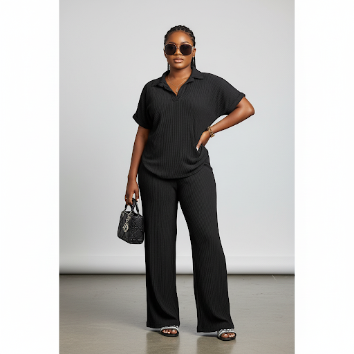 Pleated Shirt & Trousers Two Piece Sets Elegant Long Sleeve Shirts And High Waist Wide Leg Pants Suit