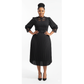 Plus Size Belted Lace Insert Pleated Hem Dress