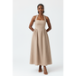 Halter Neck Lace Up Pleated Maxi Dress.