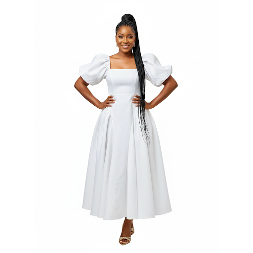 Vintage Bubble Flared Sleeve Maxi Dress