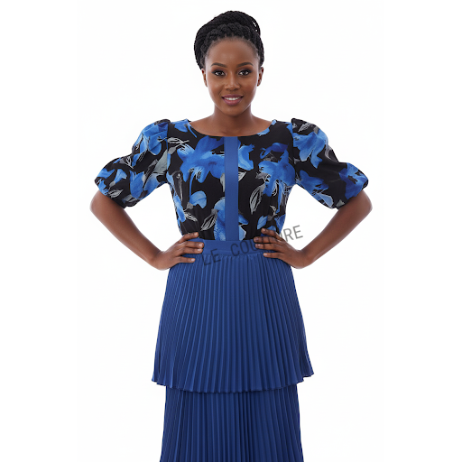 Ladies Floral Printed Flared Top And&nbsp; Pleated Skirt Set