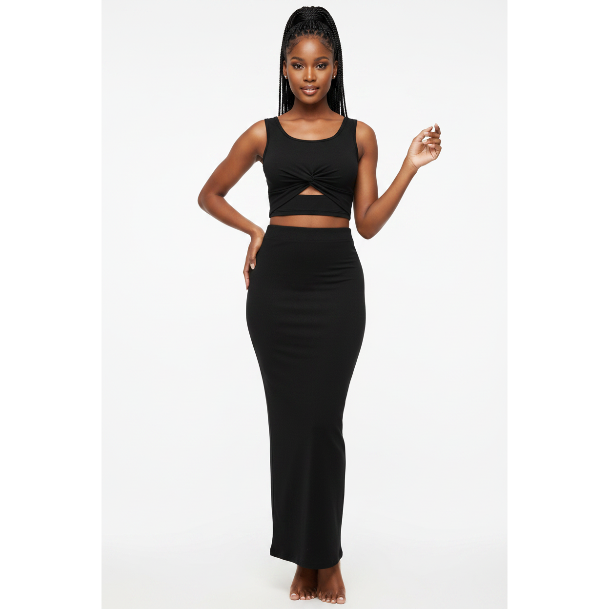Knot Solid Color Outfit Set