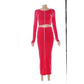 Sosy High Waisted Skirt & Long Sleeve Top Set 