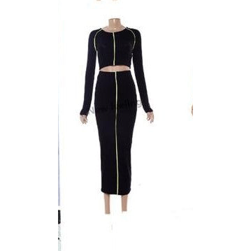 Sosy High Waisted Skirt & Long Sleeve Top Set 