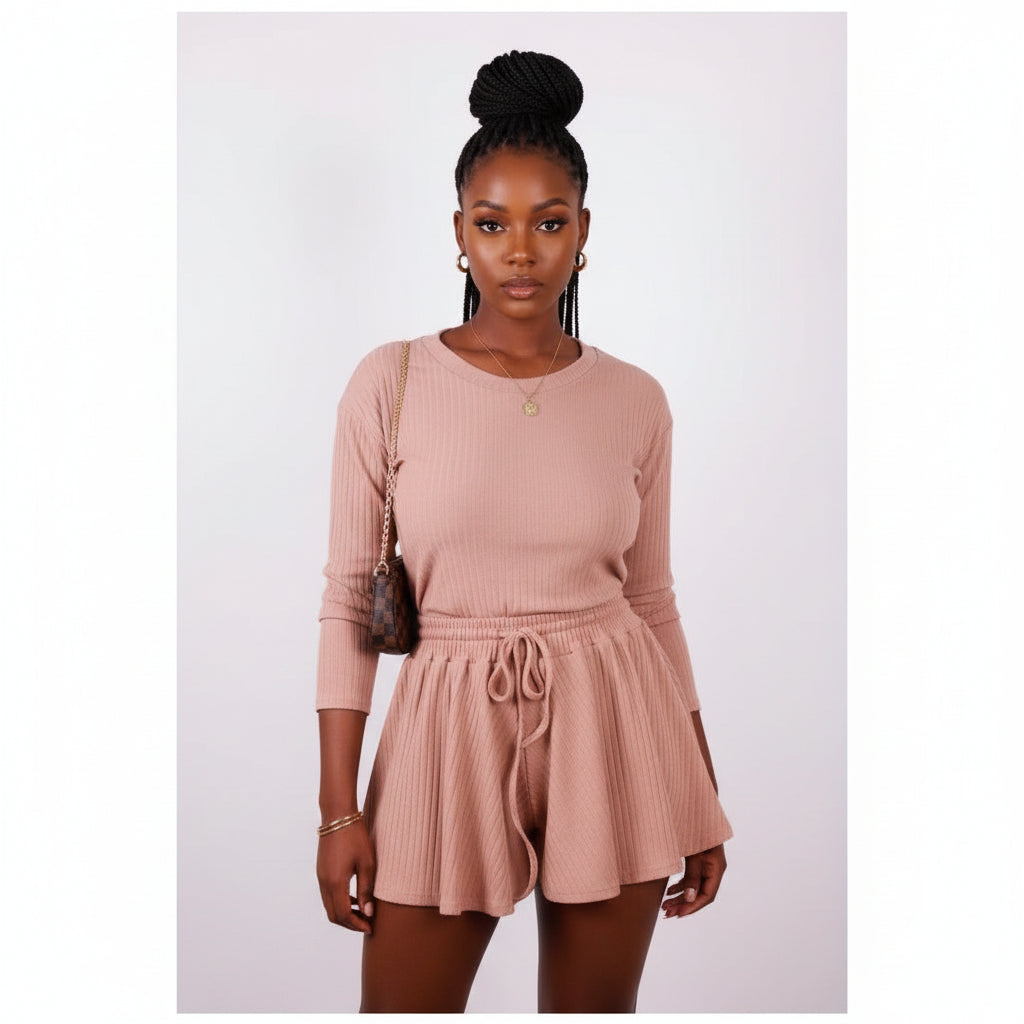 Long sleeve Weakened Vibe Short Set 