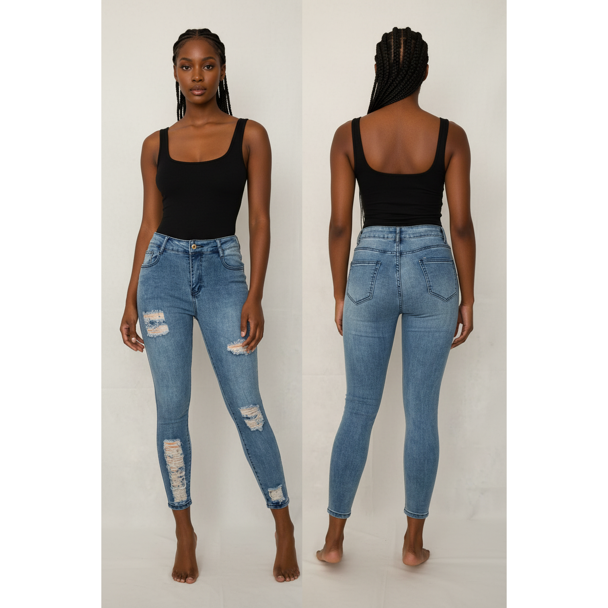 Distressed High Waisted skinny jean