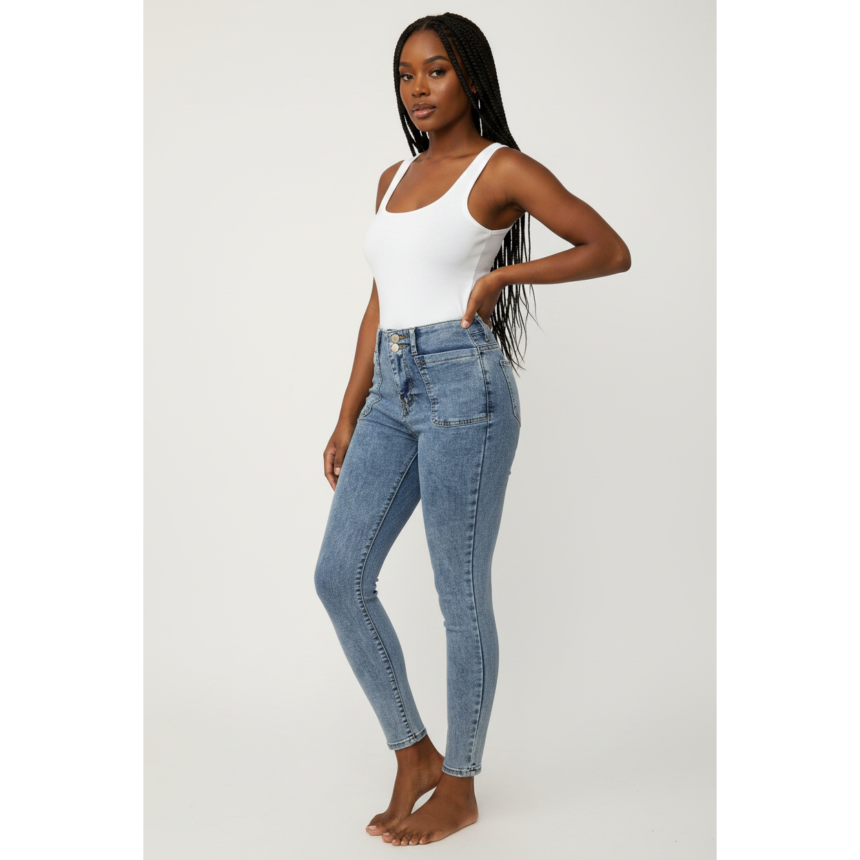 Two Button High Waisted skinny jeans
