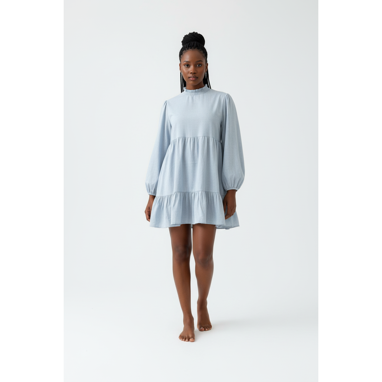 Round Neck Long sleeve mini Dress