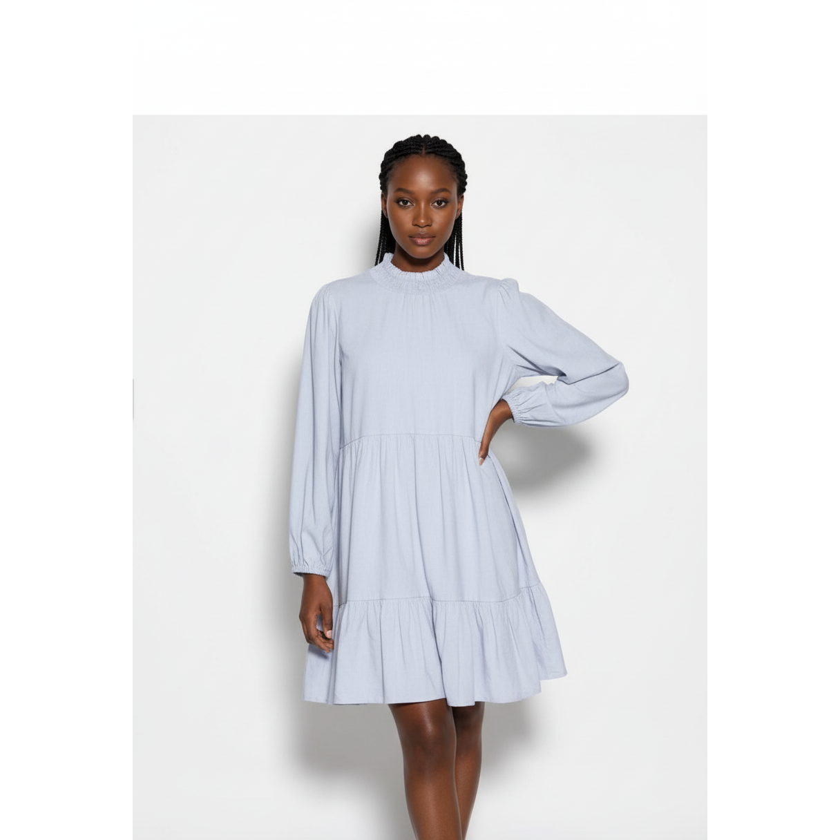 Round Neck Long sleeve mini Dress