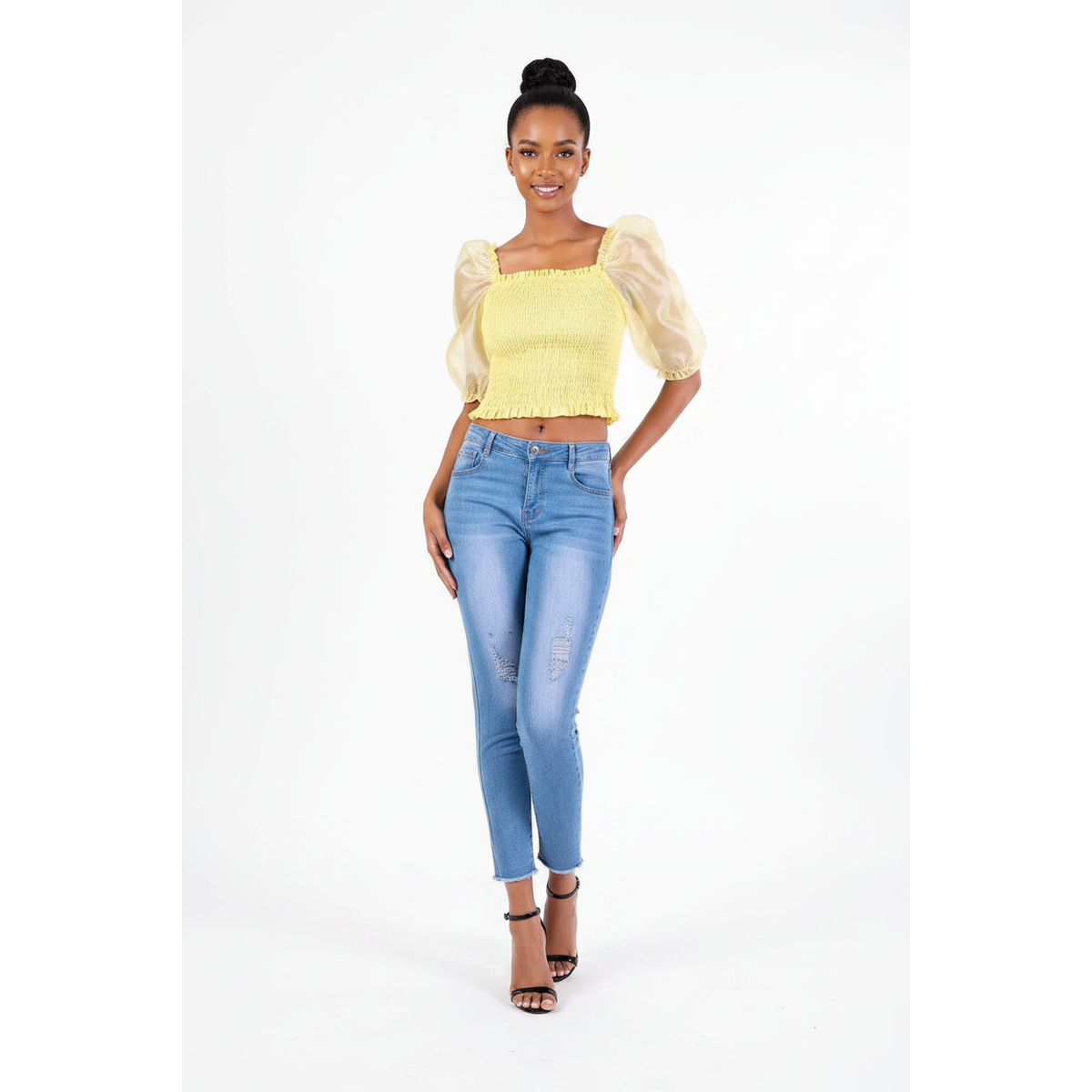 Ruffles see-through tops 
