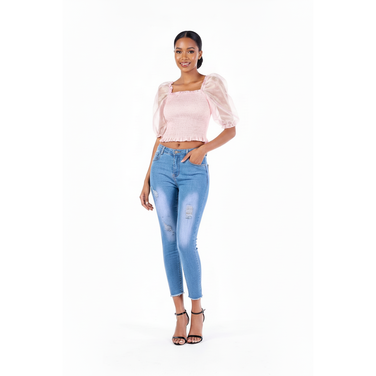 Ruffles see-through tops 