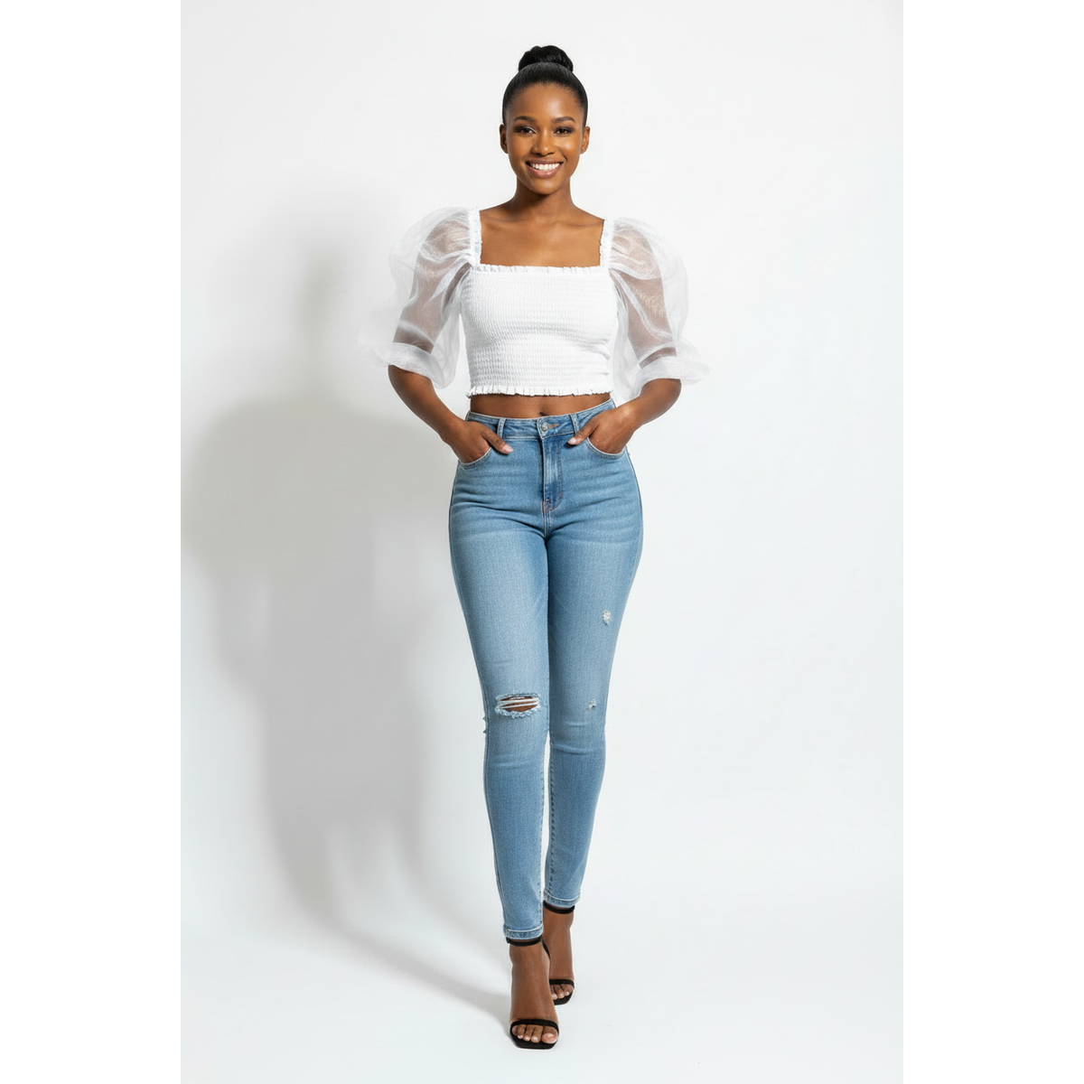 Ruffles see-through tops 