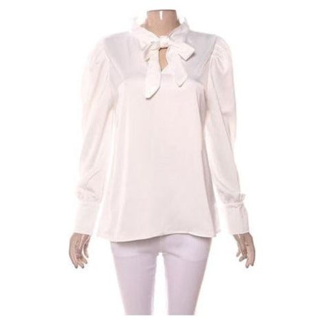 Bow Collar Silk Satin Shirts Blouses 